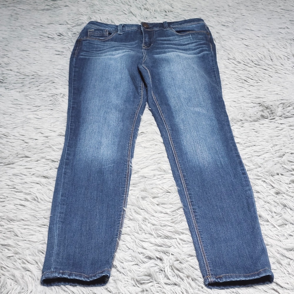 1822 Denim Jeans Womens Size 12 Medium Wash Skinny‎ Ankle Straight Leg Mid Rise